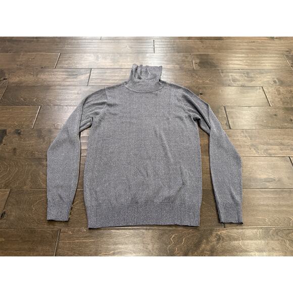 Joseph A Womens Silver Metallic Long Sleeve Turtleneck Sweater Size S NWT $55 - Picture 2 of 9